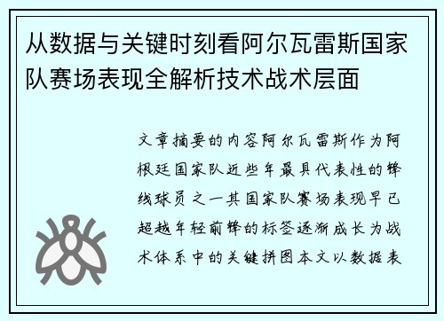 从数据与关键时刻看阿尔瓦雷斯国家队赛场表现全解析技术战术层面